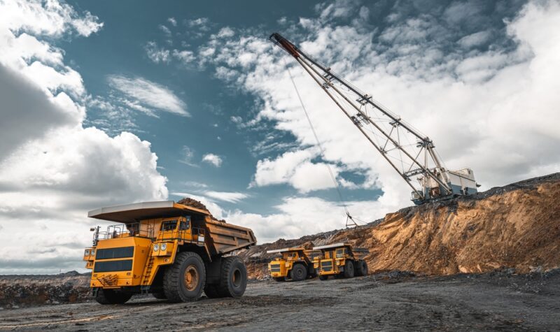 Large,Quarry,Dump,Truck.,Big,Yellow,Mining,Truck,At,Work